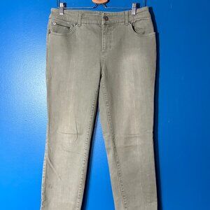 Like NEW Chico Platinum Denim Size 1, Light Muted Green 5 (one zip)Pocket Jeans